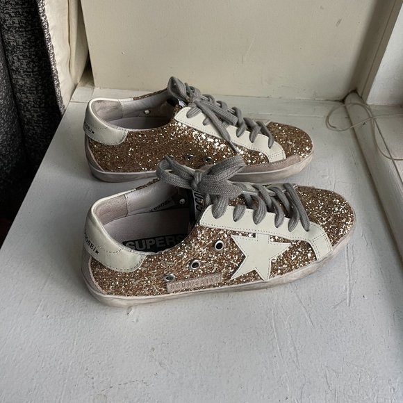 Shoes - golden goose gold glitter sneakers